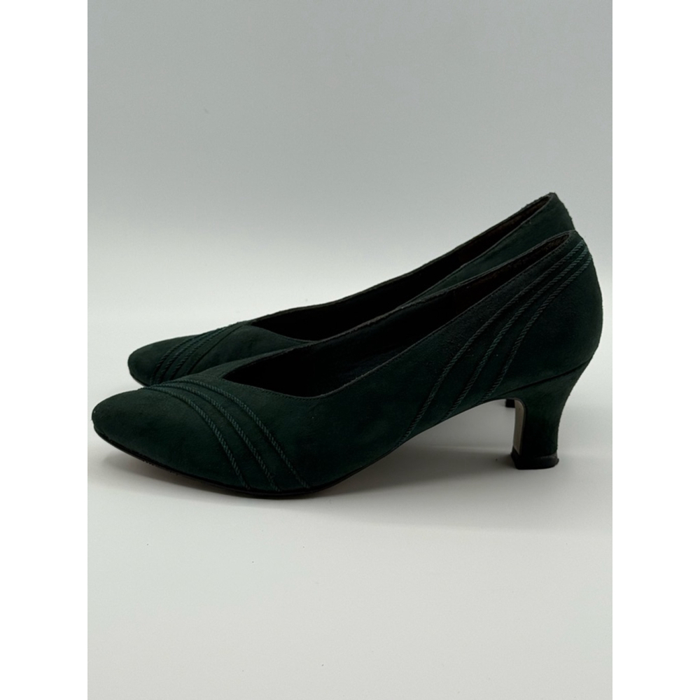 LifeStride Soft System Green Fabric Heels 6.5M – Vintage Style Pointed Toe Pumps - Picture 5 of 8